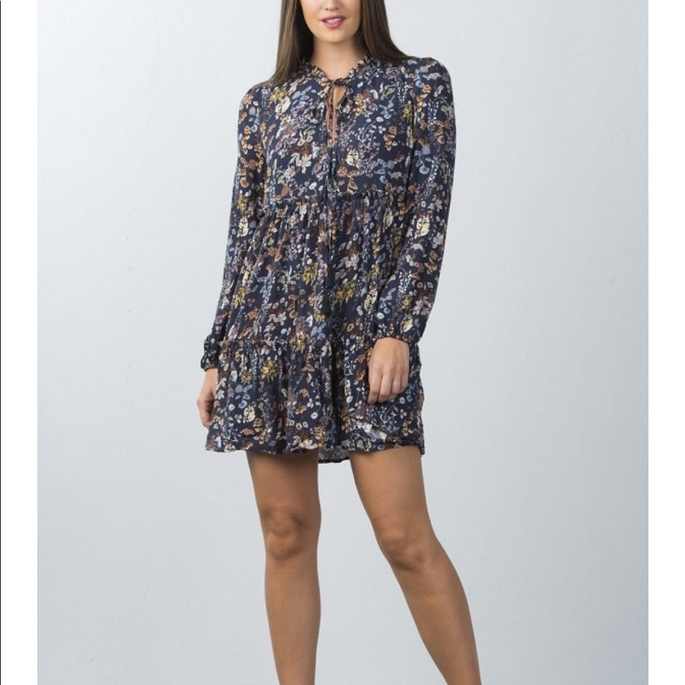 New Arrival 💕Floral Neck-Tie Peasant Mini Dress - Picture 4 of 5